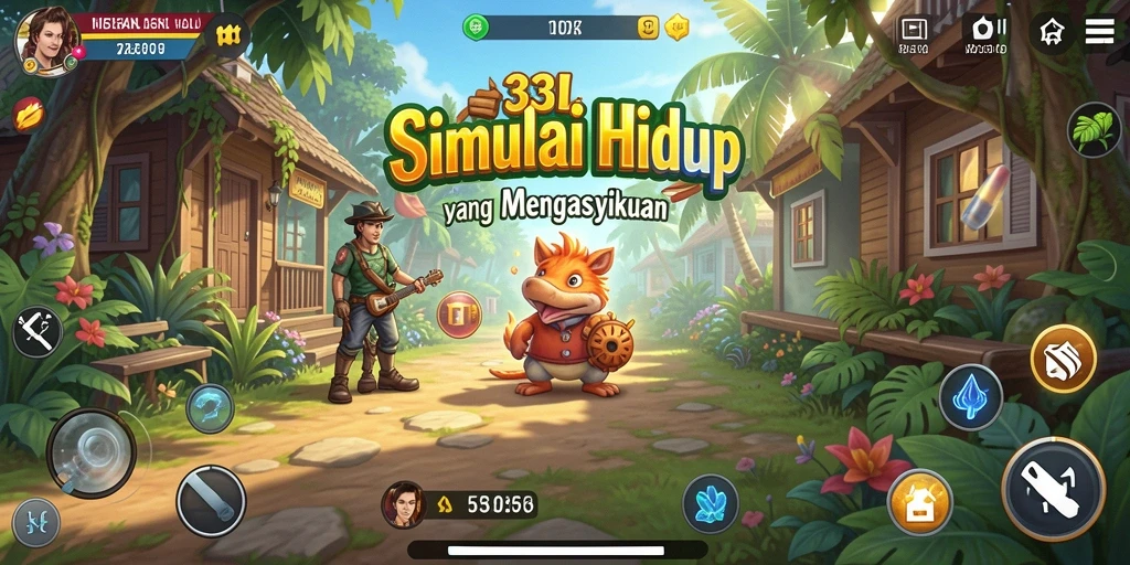 Screenshot gameplay 33L yang menampilkan aktivitas simulasi kehidupan.