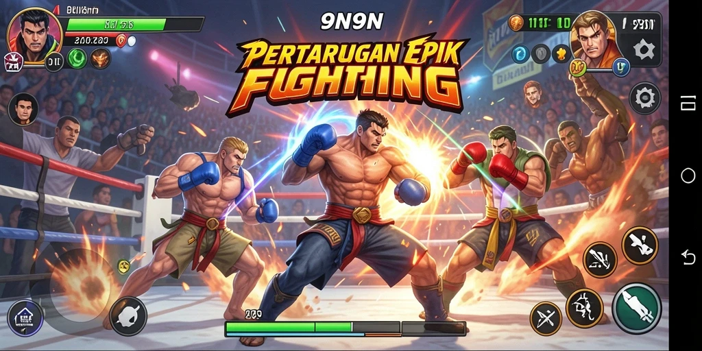 Tampilan aksi mendebarkan di arena Fighting 9N9N.