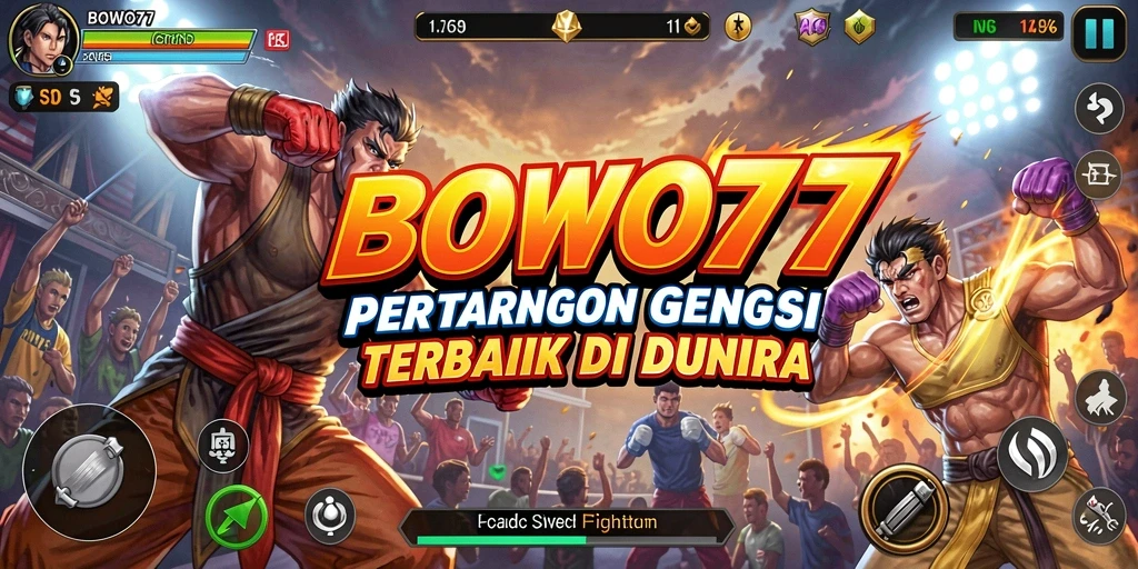Tampilan seru dari gameplay BOWO77 dengan karakter bertarung.