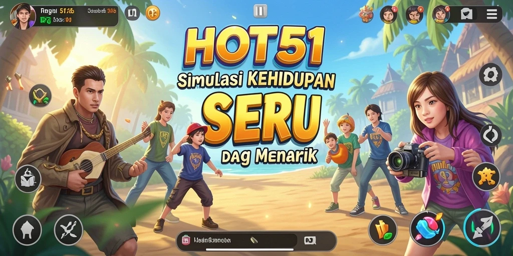 Tampilan gameplay HOT51 menunjukkan karakter dalam aktivitas sehari-hari yang menarik.