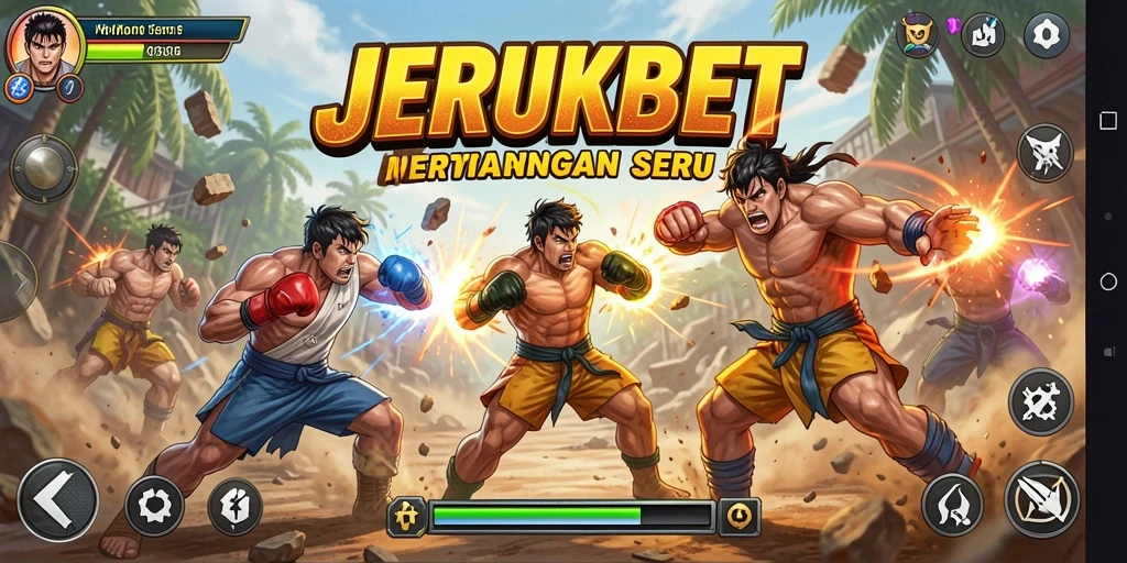 Tangkapan layar utama JERUKBET menunjukkan aksi pertarungan yang mendebarkan.
