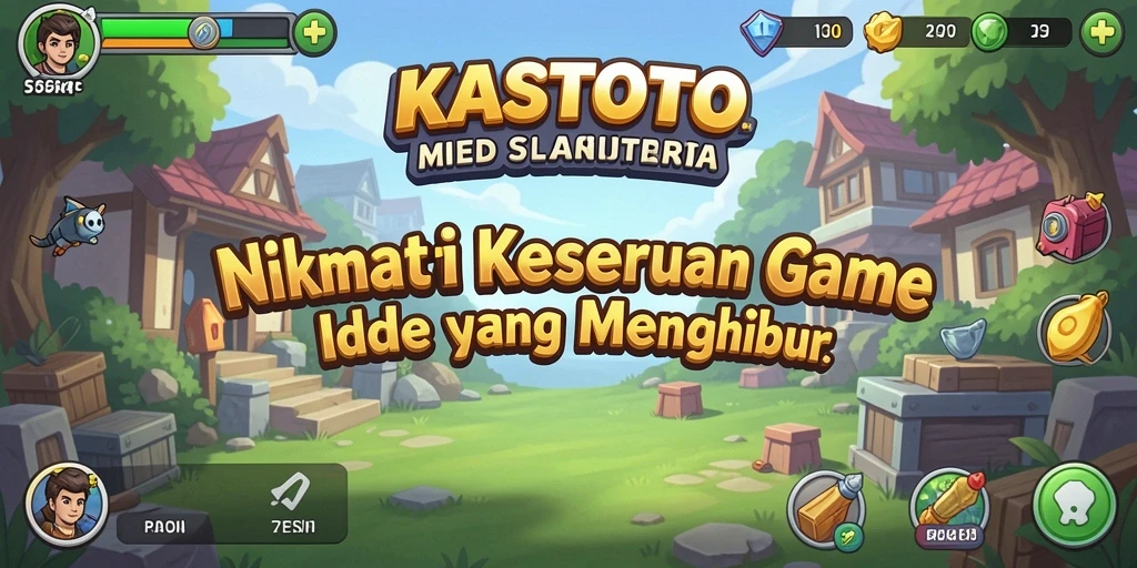 Screenshot menunjukkan gameplay KASTOTO dengan karakter dan dunia yang berwarna.