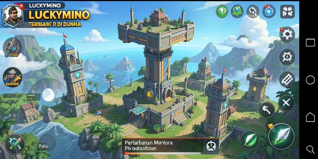 Tampilan gameplay LUCKYMINO yang mendebarkan dalam Tower Defense.