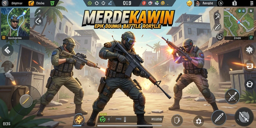 Tampilan gameplay epik dalam pertarungan Battle Royale.
