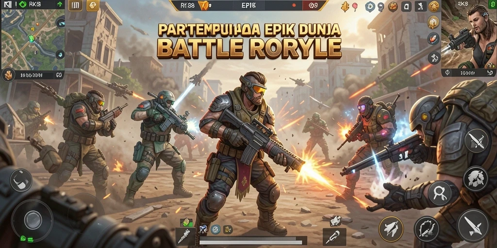 Tampilan gameplay RK88 yang penuh aksi Battle Royale.